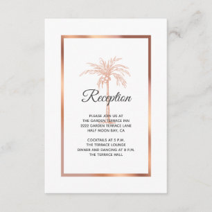 Roos Gold Copper Palm Tree Weddenschap Informatiekaartje