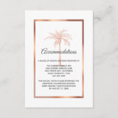 Roos Gold Copper Palm Tree Wedding Accommodations Informatiekaartje (Voorkant)