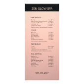 Roos Gold Copper Salon Price List Service Menu (Voorkant)