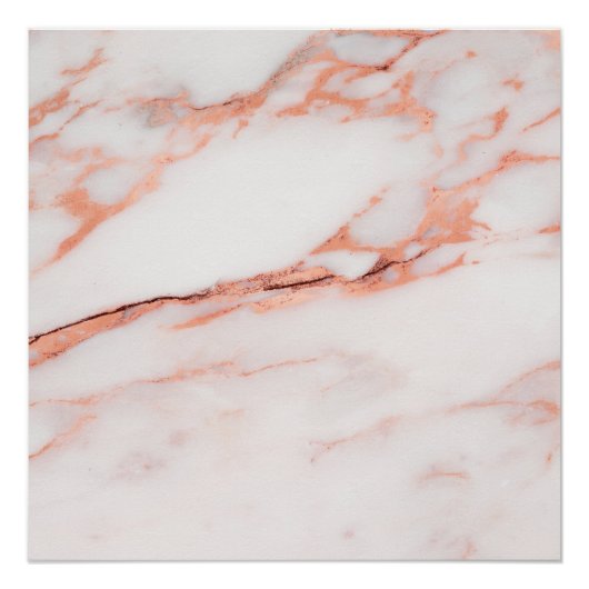Roos Gold Copper White Coral Stone Marble Carrara Poster (Voorkant)
