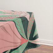 Roos Gold Coral Green Floral Leaves Illustrations Tafelkleed (Voorbeeld)