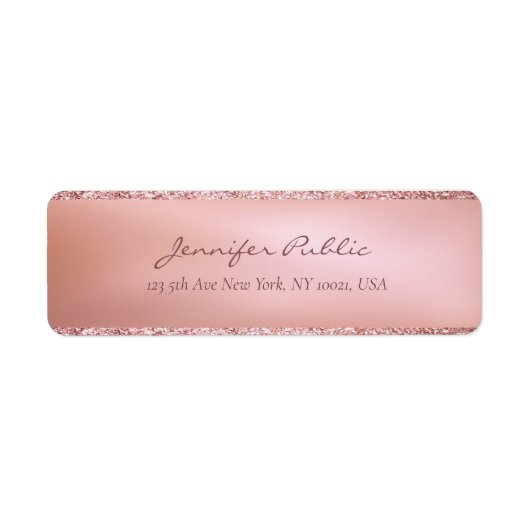 Roos Gold Creative Hand Script Tekst Retouradres Etiket (Voorkant)