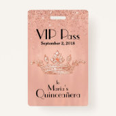 Roos Gold Crown Quinceañera VIP Badge (Voorkant)