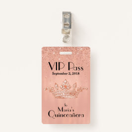 Roos Gold Crown Quinceañera VIP Badge