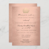 Roos Gold Crown Royal Glitter 16e Bridal Lux Kaart (Voorkant / Achterkant)