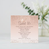 Roos Gold Crown Sweet 16 verjaardagsuitnodiging Kaart (Staand voorkant)