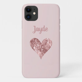 Roos Gold Crystal Heart Mobiele Telefoon Case