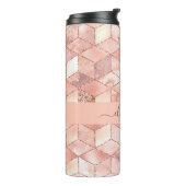 Roos Gold Cube Marmeren Naam Script Thermosbeker (Gedraaid links)