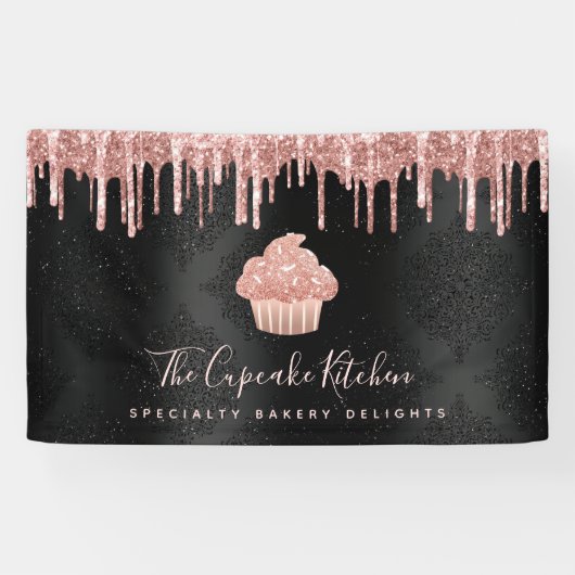 Roos Gold Cupcake Glitter Drift Bakery Chef Black Spandoek (Horizontaal)