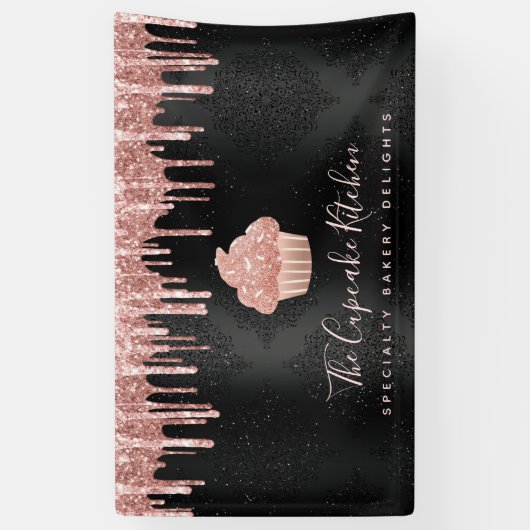 Roos Gold Cupcake Glitter Drift Bakery Chef Black Spandoek (Verticaal)