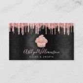 Roos Gold Cupcake Glitter Drift Bakery Chef Black Visitekaartje (Voorkant)