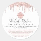 Roos Gold Cupcake Glitter Drift Bakery Chef Legal Ronde Sticker (Voorkant)