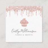 Roos Gold Cupcake Glitter Drift Bakery Pastry Chef Vierkante Visitekaartje (Voorkant)