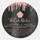 Roos Gold Cupcake Glitter Drift Black Chef Legal Ronde Sticker (Voorkant)