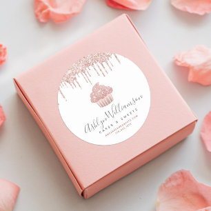 Roos Gold Cupcake Pastry Chef Bakery Glitter Drive Ronde Sticker