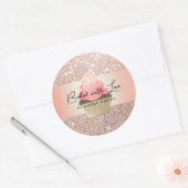 Roos Gold Cupcake uitgelekt met persoonlijke liefd Ronde Sticker (Envelop)