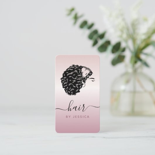 Roos Gold Curly Afro Hair Haarstylist Beauty Salon Visitekaartje (Staand voorkant)
