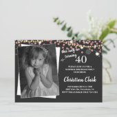 Roos Gold Custom Foto Adult Birthday Kaart (Staand voorkant)