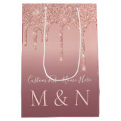 Roos Gold Custom Letter Jouw naam Wedding Gift Bag Medium Cadeauzakje (Achterkant)