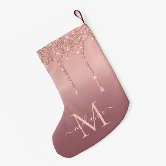 Roos Gold Custom Letter Naam Kerstmis Kous Kleine Kerstsok (Achterkant (Hangend))