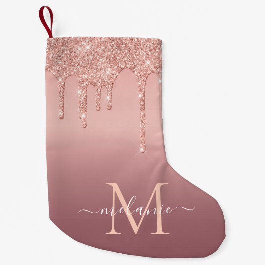 Roos Gold Custom Letter Naam Kerstmis Kous Kleine Kerstsok (Voorkant)