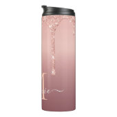 Roos Gold Custom Letter naam Thermische Tumbler Thermosbeker (Geroteerd rechts)