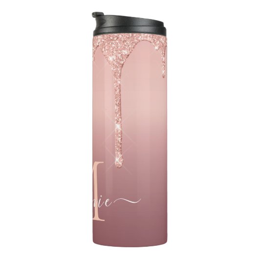 Roos Gold Custom Letter naam Thermische Tumbler Thermosbeker (Geroteerd rechts)