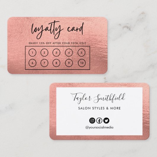 Roos Gold Custom Loyalty Kaart Visitekaartje (Voorkant / Achterkant)