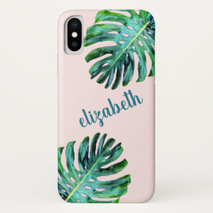 Roos Gold Custom Modern Typography Tropical Leaf Case-Mate iPhone Case