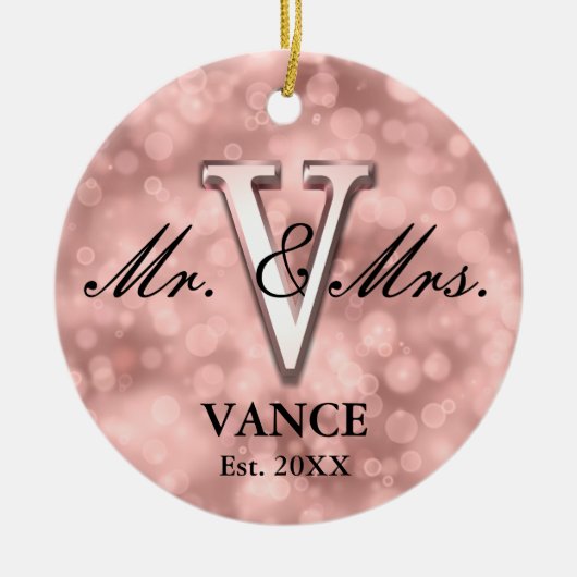 Roos Gold Custom Pas getrouwd Ceramic Ornament (Voorkant)