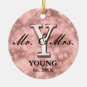 Roos Gold Custom Pas getrouwd Ceramic Ornament