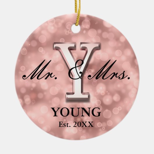 Roos Gold Custom Pas getrouwd Ceramic Ornament (Voorkant)