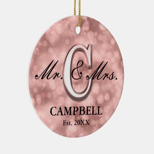 Roos Gold Custom Pas getrouwd Keramisch Ornament (Rechts)