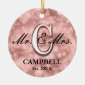 Roos Gold Custom Pas getrouwd Keramisch Ornament (Voorkant)