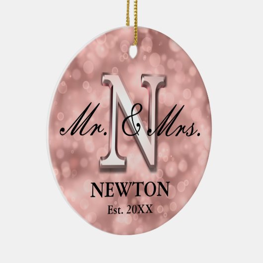 Roos Gold Custom Pas getrouwd Keramisch Ornament (Rechts)