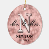 Roos Gold Custom Pas getrouwd Keramisch Ornament (Links)