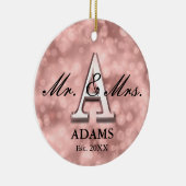 Roos Gold Custom Pas getrouwd Keramisch Ornament (Rechts)