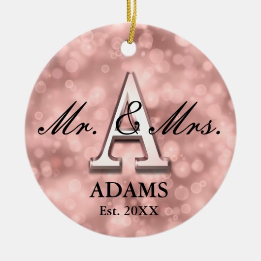 Roos Gold Custom Pas getrouwd Keramisch Ornament (Voorkant)