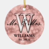 Roos Gold Custom Pas getrouwd Keramisch Ornament (Voorkant)