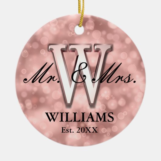 Roos Gold Custom Pas getrouwd Keramisch Ornament (Voorkant)