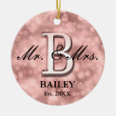 Roos Gold Custom Pas getrouwd Keramisch Ornament (Voorkant)