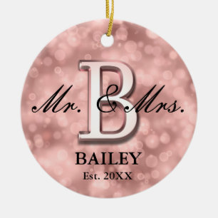 Roos Gold Custom Pas getrouwd Keramisch Ornament