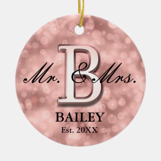 Roos Gold Custom Pas getrouwd Keramisch Ornament (Voorkant)