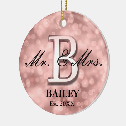 Roos Gold Custom Pas getrouwd Keramisch Ornament (Links)