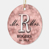 Roos Gold Custom Pas getrouwd Keramisch Ornament (Links)