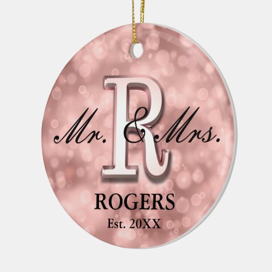 Roos Gold Custom Pas getrouwd Keramisch Ornament (Links)