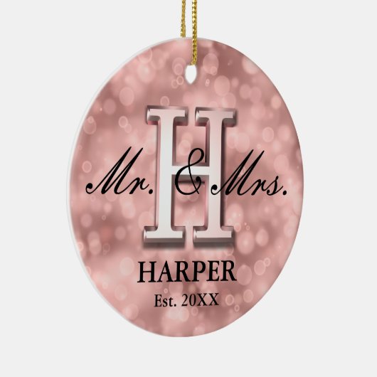 Roos Gold Custom Pas getrouwd Keramisch Ornament (Rechts)