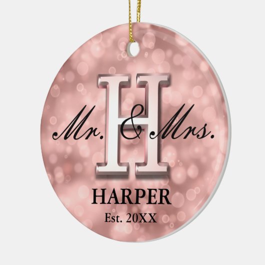 Roos Gold Custom Pas getrouwd Keramisch Ornament (Links)