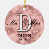 Roos Gold Custom Pas getrouwd Keramisch Ornament (Voorkant)