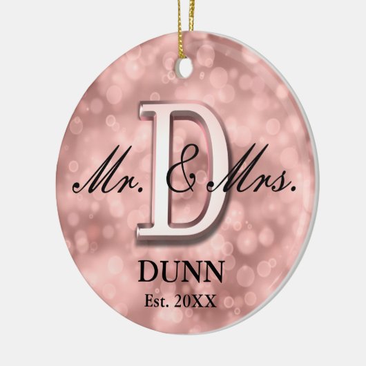 Roos Gold Custom Pas getrouwd Keramisch Ornament (Links)